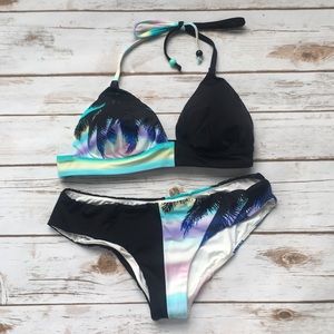 VS Swim Palm Tree Color Block Bikini